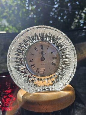 Vintage Studio Nova Clear Crystal Quartz Desk Table Clock Made in Germany
